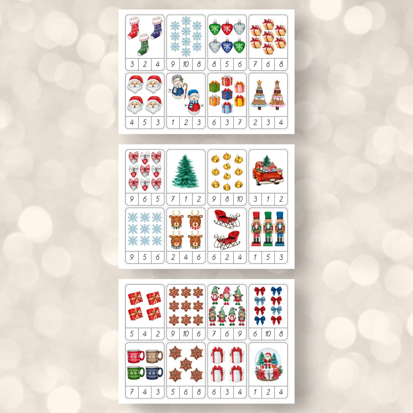 Ziemassvētku skaitīšanas kartītes (24 kartītes)