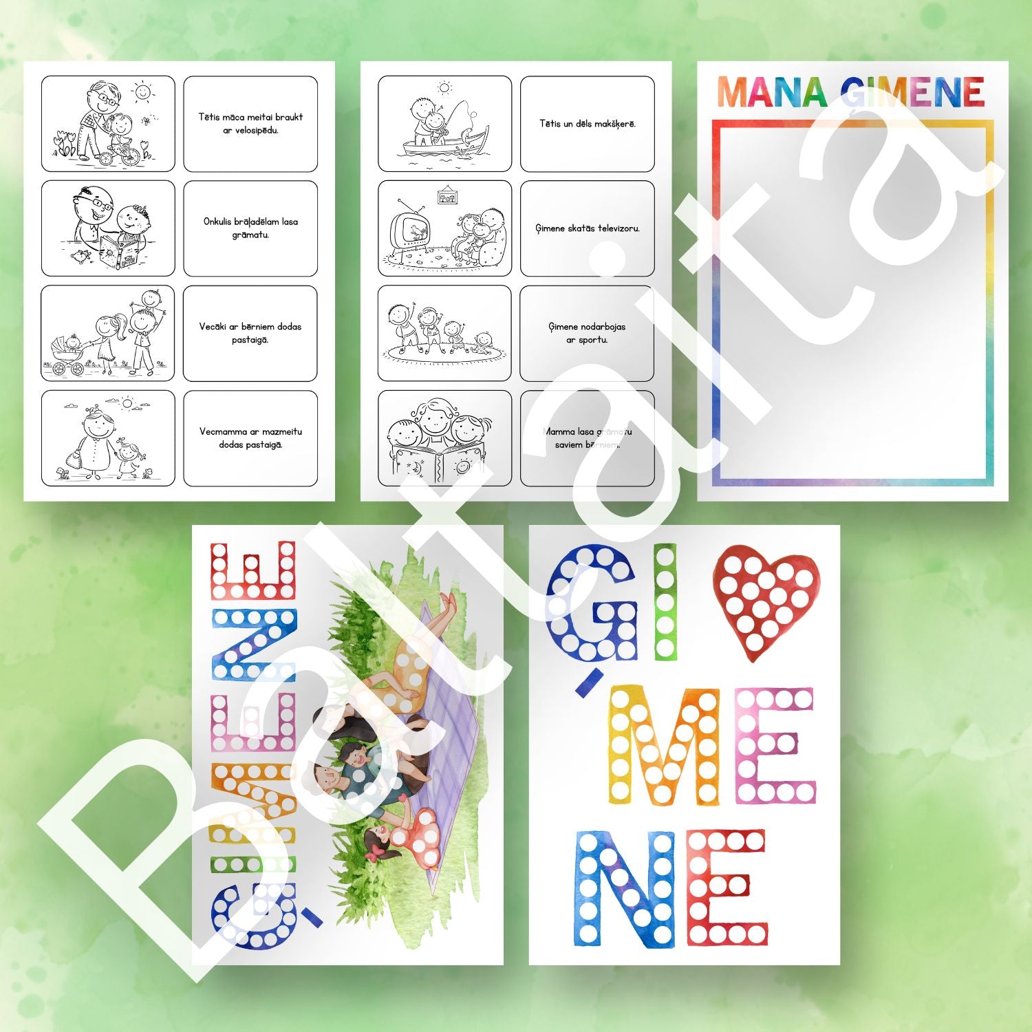 Baltaita darba lapas uzdevumi par ģimeni