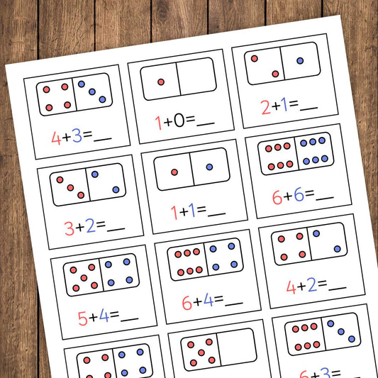 Darba lapas saskaitīšanai domino uzdevumi summēšanai Baltaita