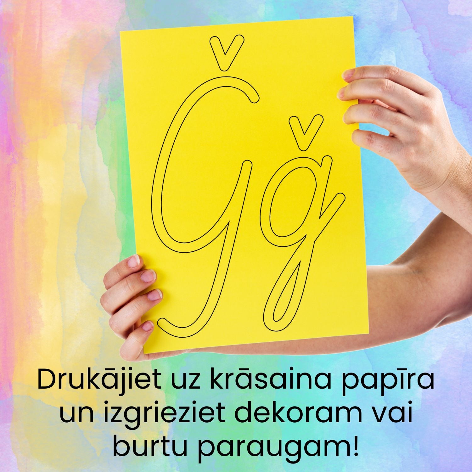 Drukāšanai uz krāsaina papīra rakstīto burtu paraugi rakstītie burti alfabēts baltaita.lv