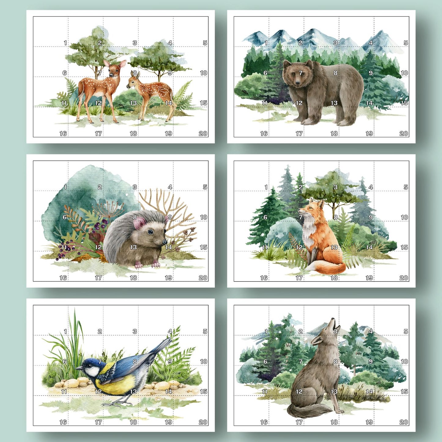 Dzīvnieku puzles - 1-20 (10 puzles)