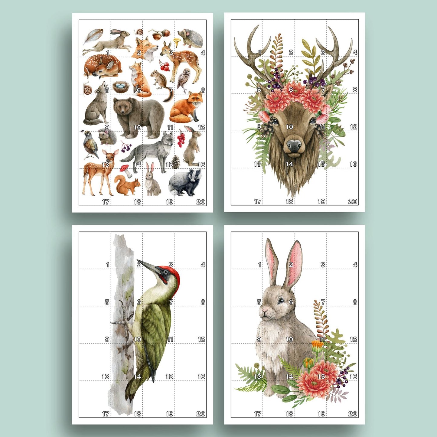 Dzīvnieku puzles - 1-20 (10 puzles)