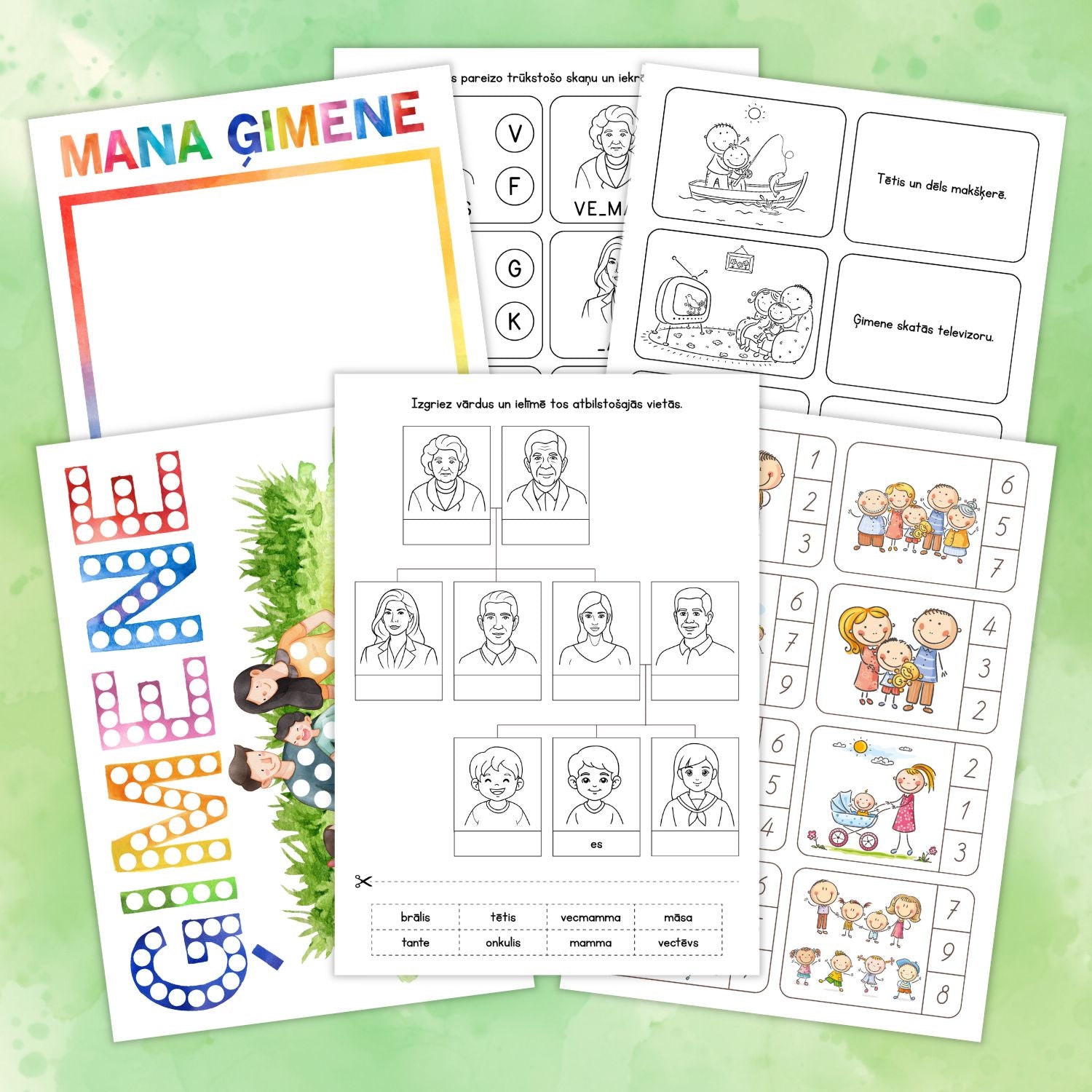 Ģimenes darba lapas baltaita darba lapas par ģimeni