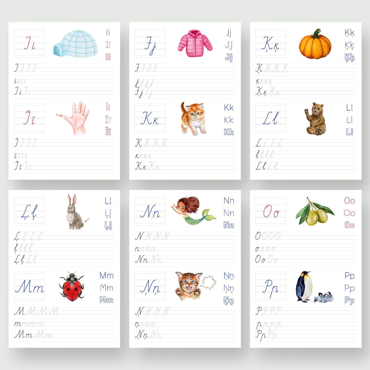 Latviešu alfabēta rakstīšanas treniņš