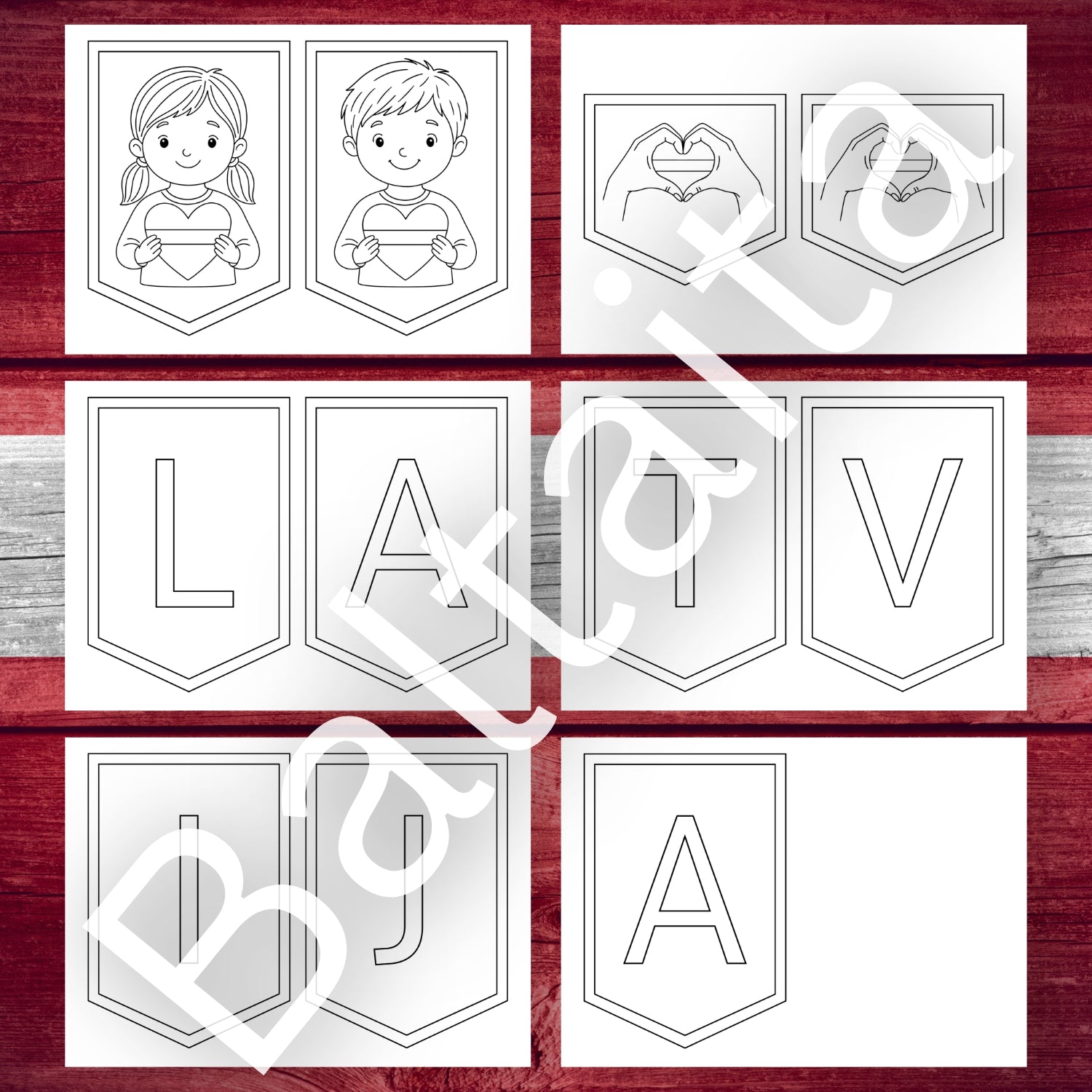 Latvija karodziņi krāsojami karodziņi Latvija Baltaita