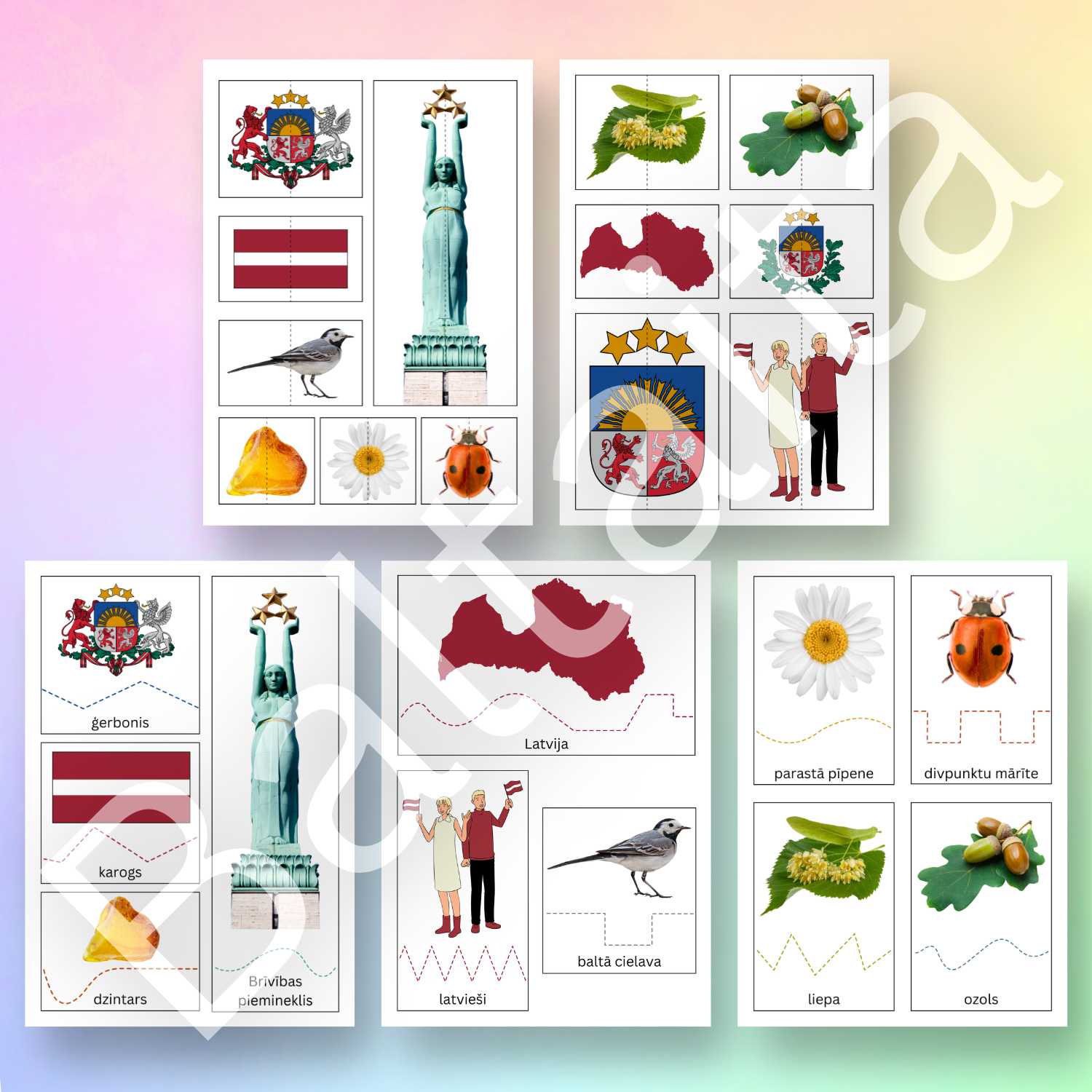 Latvijas attēlu puzles griešanas treniņš loģika baltaita