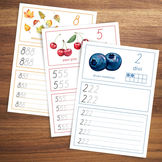 Mācāmies rakstīt ciparus darba lapas baltaita.lv