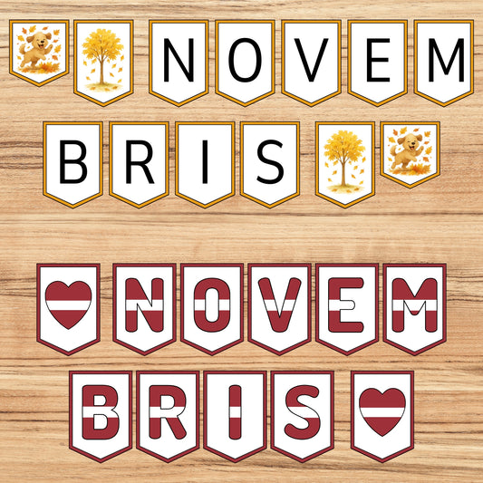 Novembris karodziņi Latvijas karoga krāsās novembra dekors novembra karogi telpai Baltaita