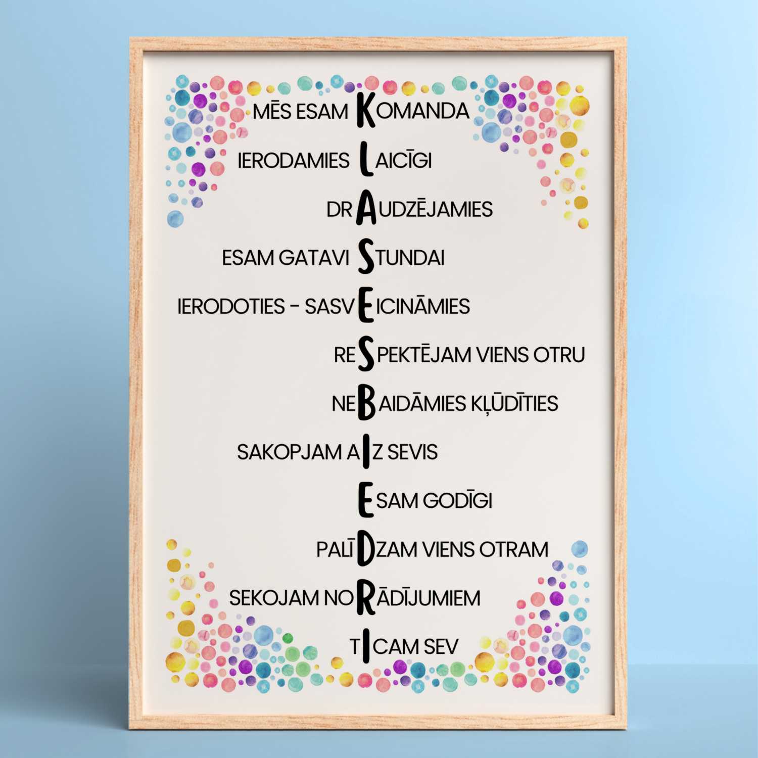 Plakāts klasesbiedri sienas dekors klasē skolai baltaita