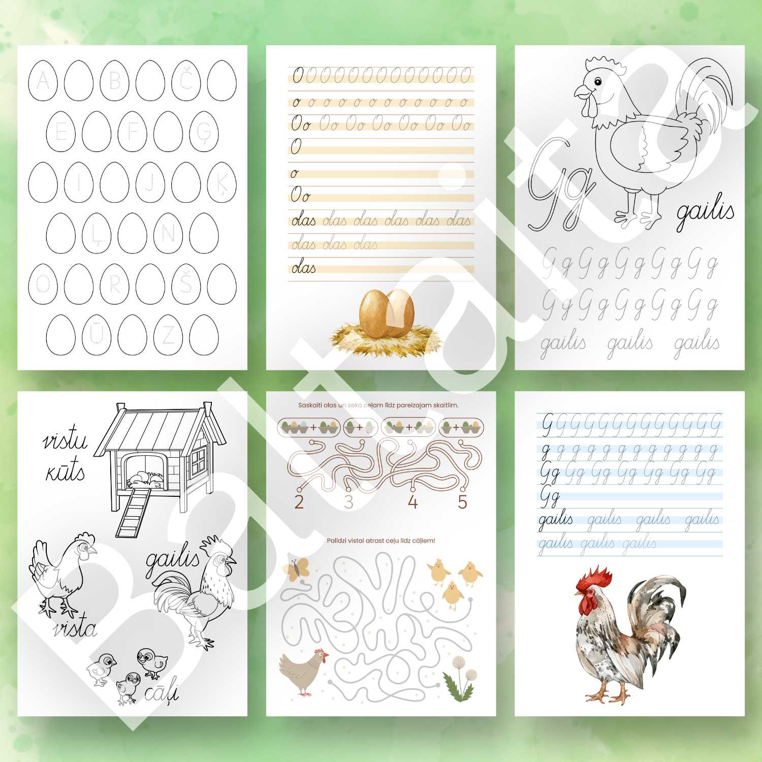 Uzdevumi lieldienām rakstīšanai rakstītie burti baltaita