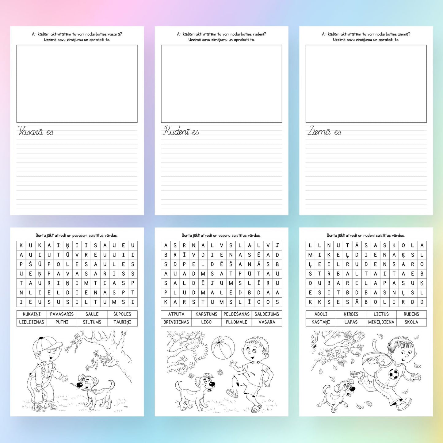 darba lapas gadalaiki krāsošanas uzdevumi burtu jūklis