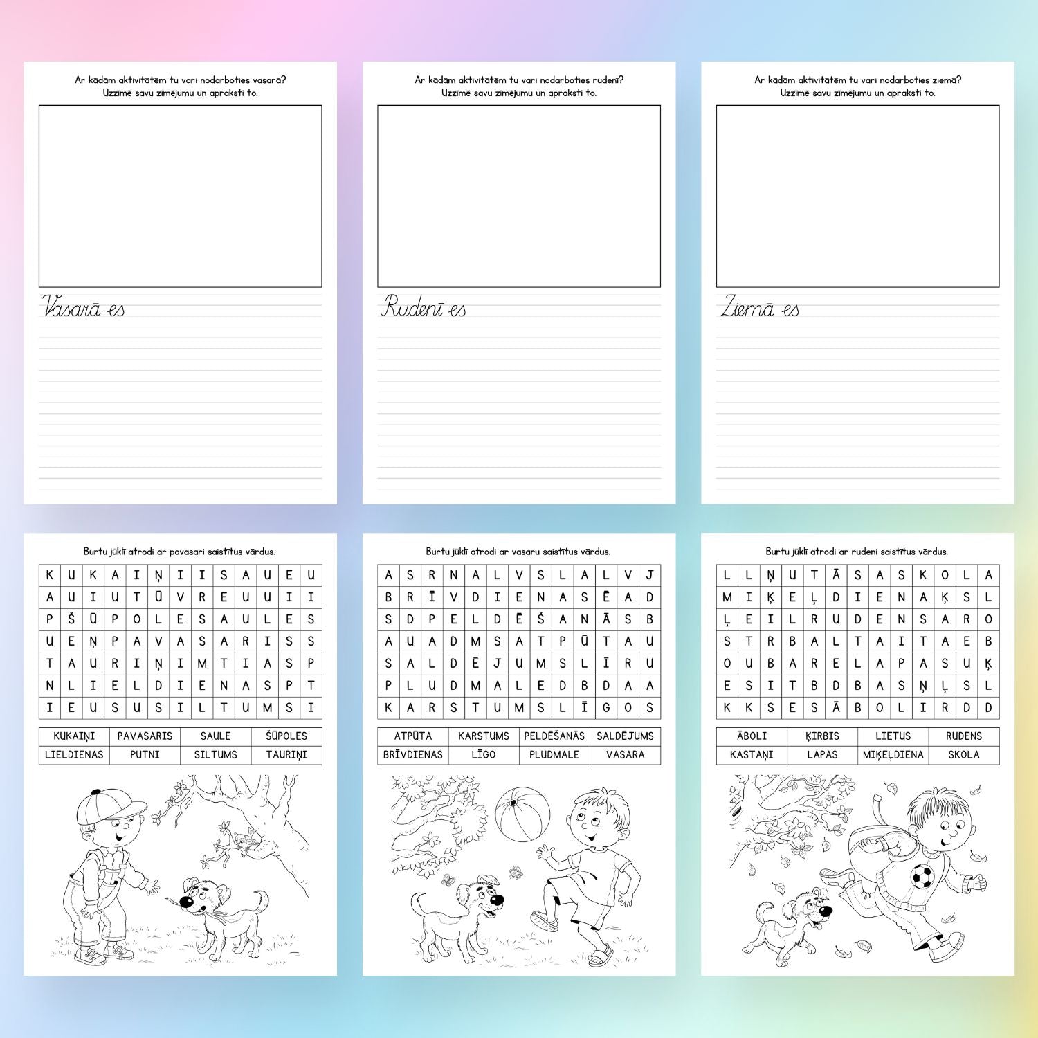 darba lapas gadalaiki krāsošanas uzdevumi burtu jūklis