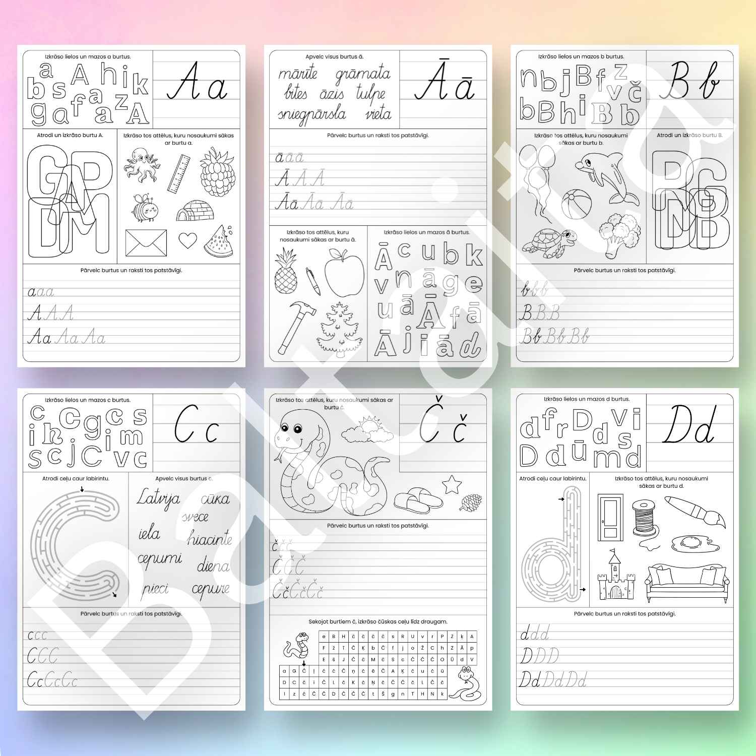 darba lapas par alfabēta burtiem melnbaltas