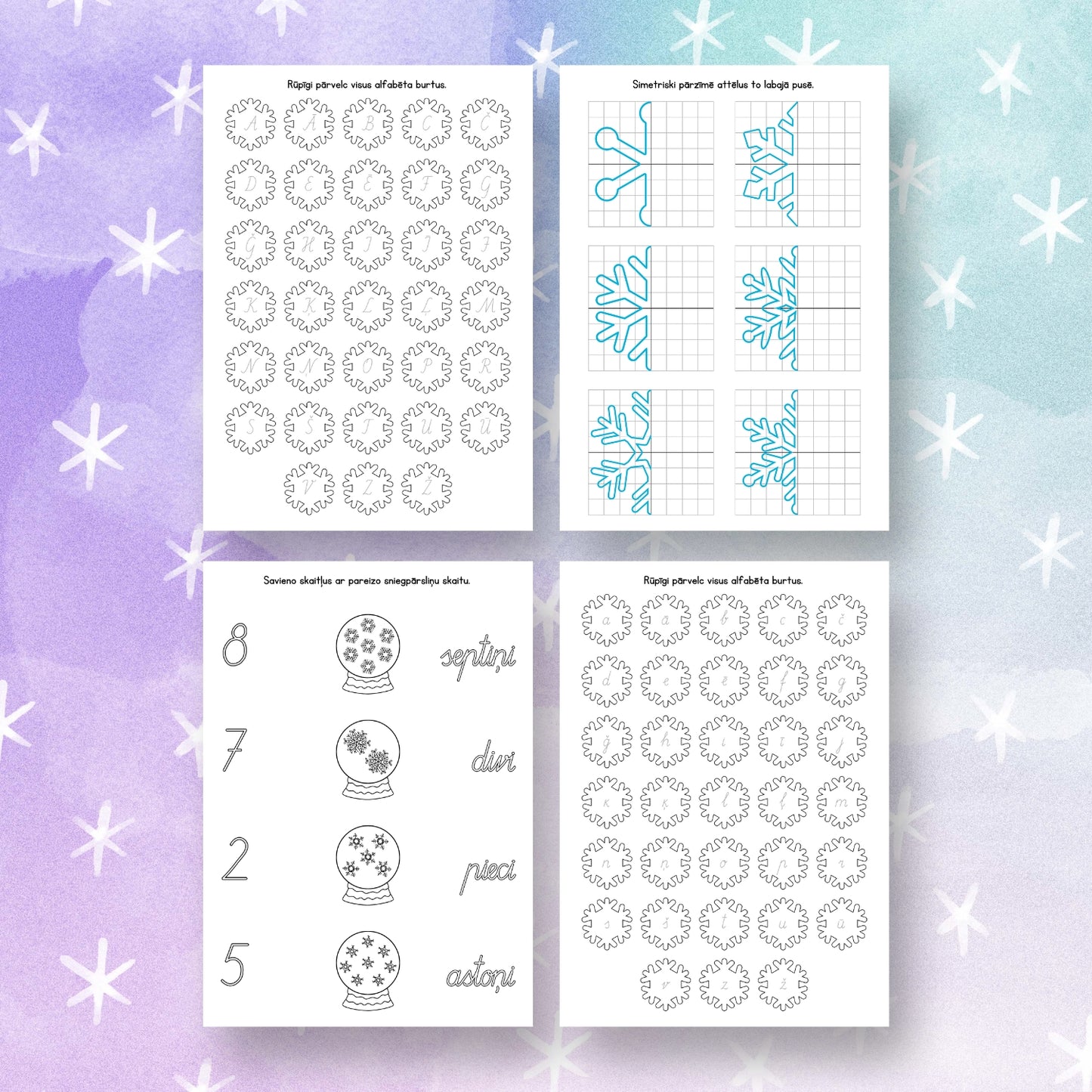 darba lapas uzdevumi sniegpārsliņas ziema