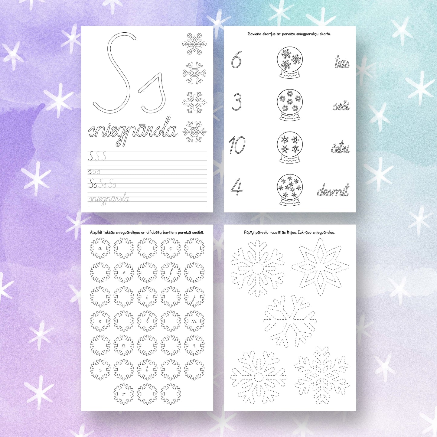 darba lapas ziemai sniegpārsliņas