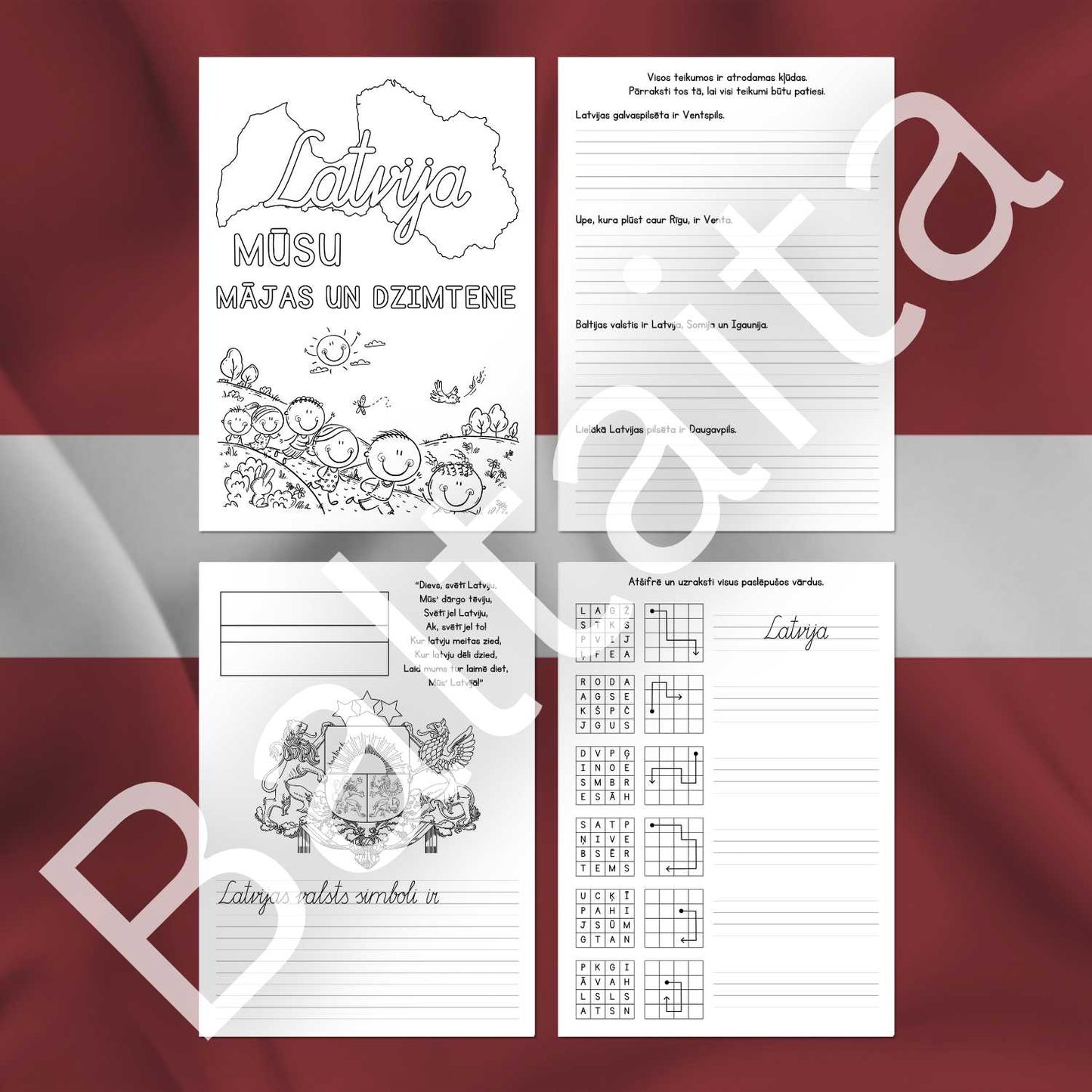 darba lapas Latvija dzimtene krāsojamas lapas baltaita