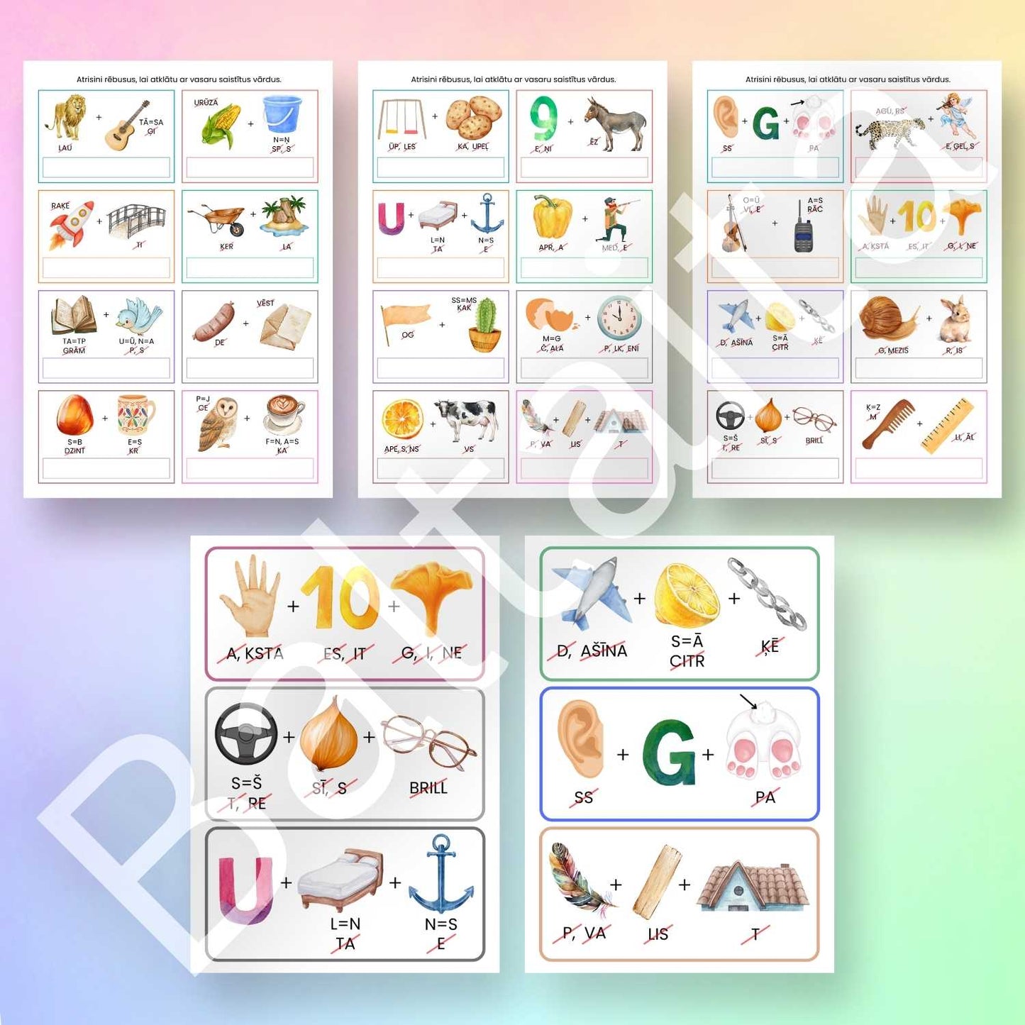 darba lapas un kartītes rēbuss vasara baltaita