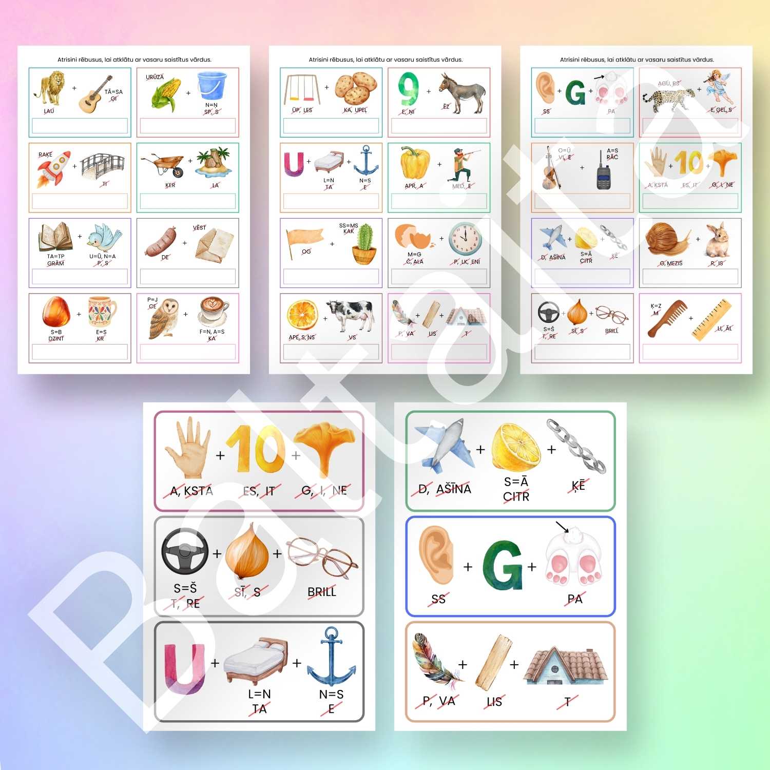 darba lapas un kartītes rēbuss vasara baltaita