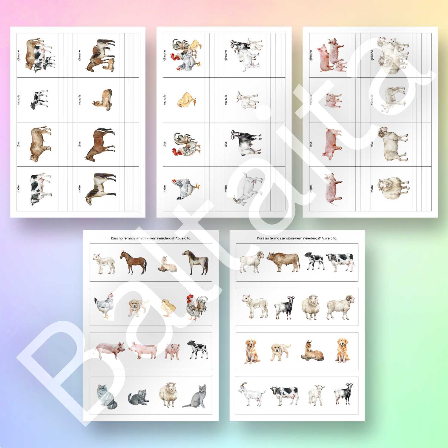 dažādi uzdevumi par fermas iemītniekiem rakstītie burti