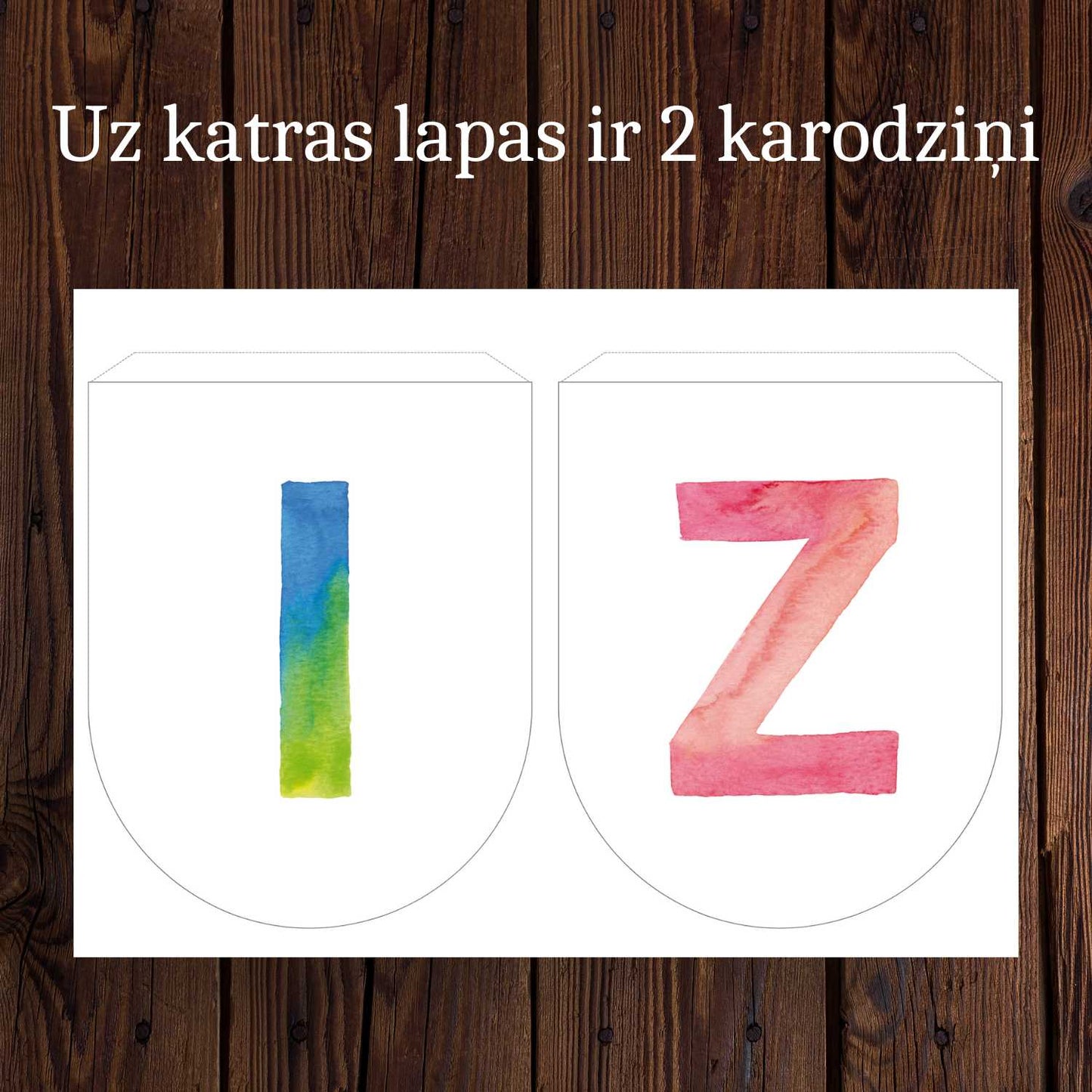 karodziņi 2 burti uz vienas lapas krāsaini uzraksti baltaita