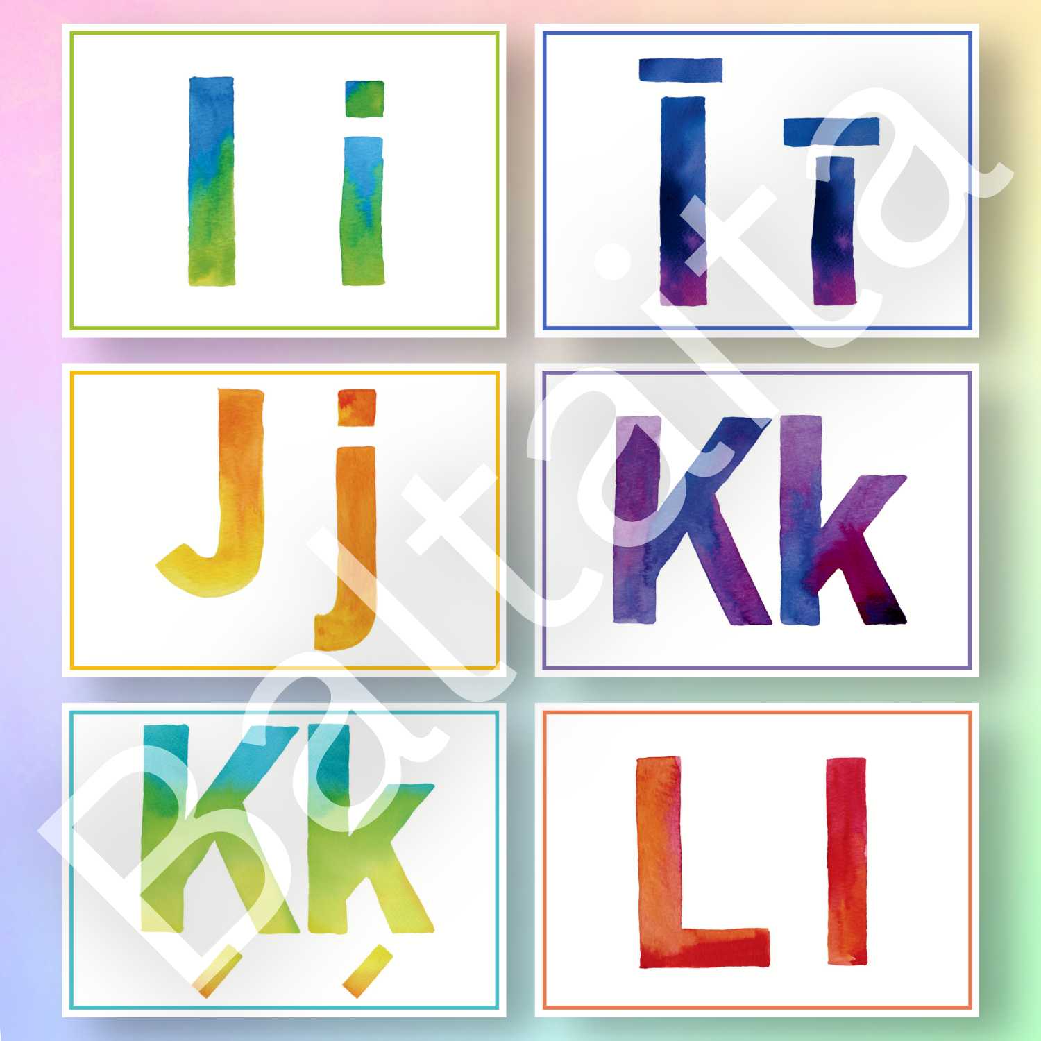 krāsaini alfabēta burtu plakāti baltaita