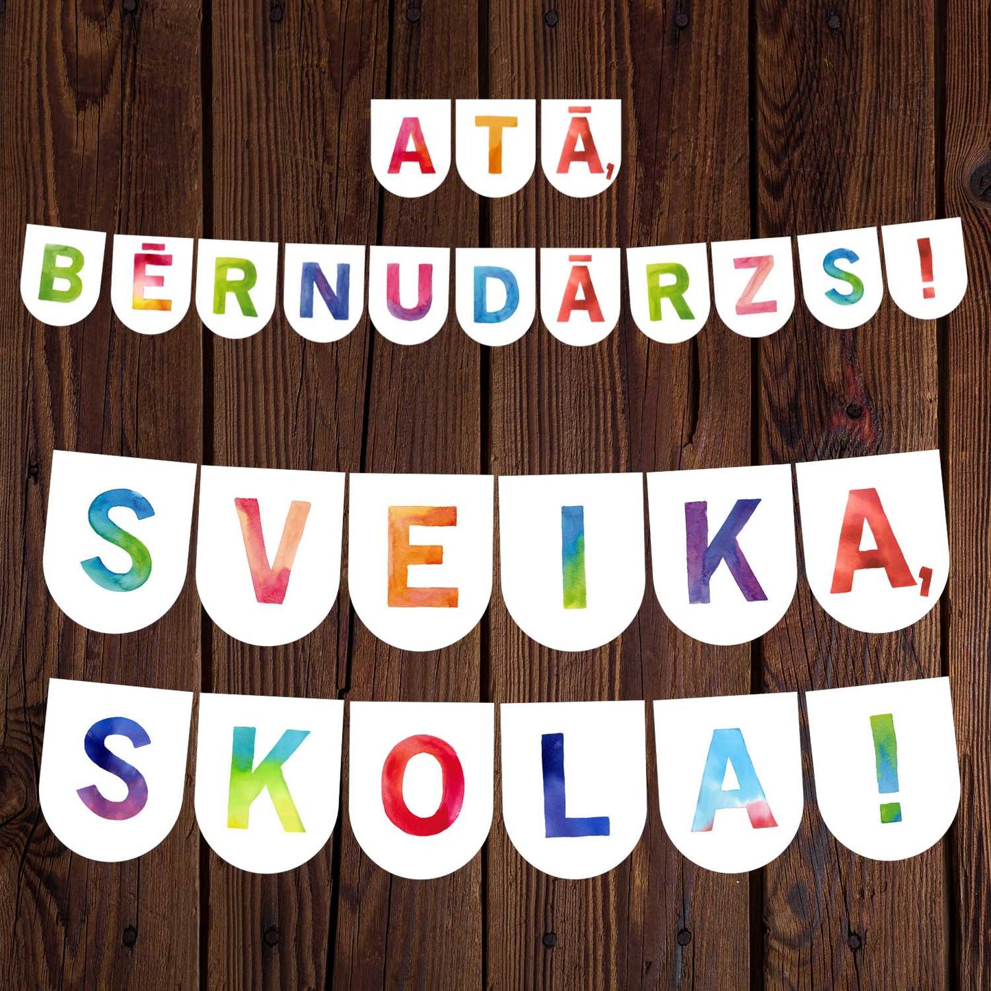 krāsaini karodziņi izlaiduma laikam atā bērnudārzs sveika skola