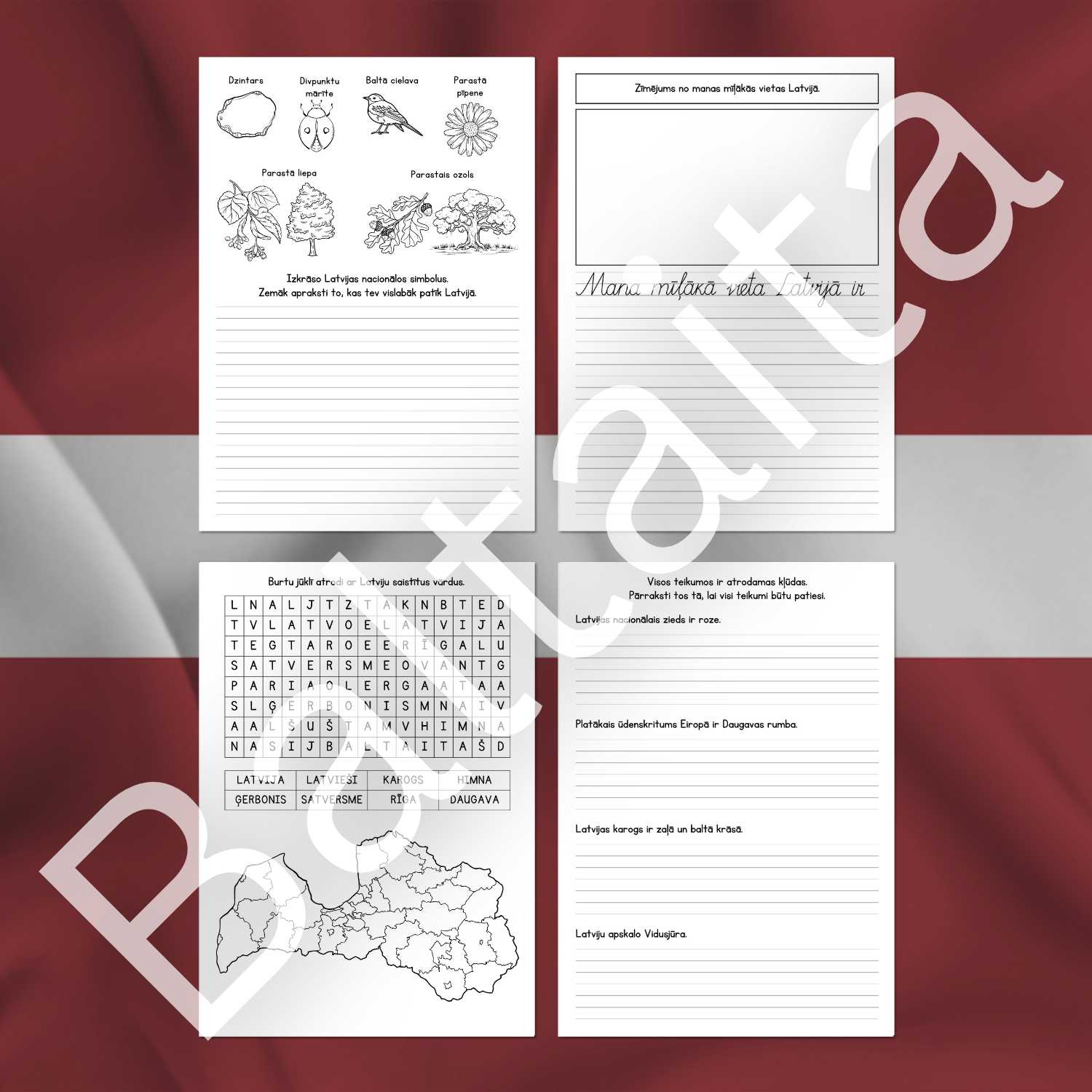 latvija darba lapas rakstīšanas uzdevumi baltaita