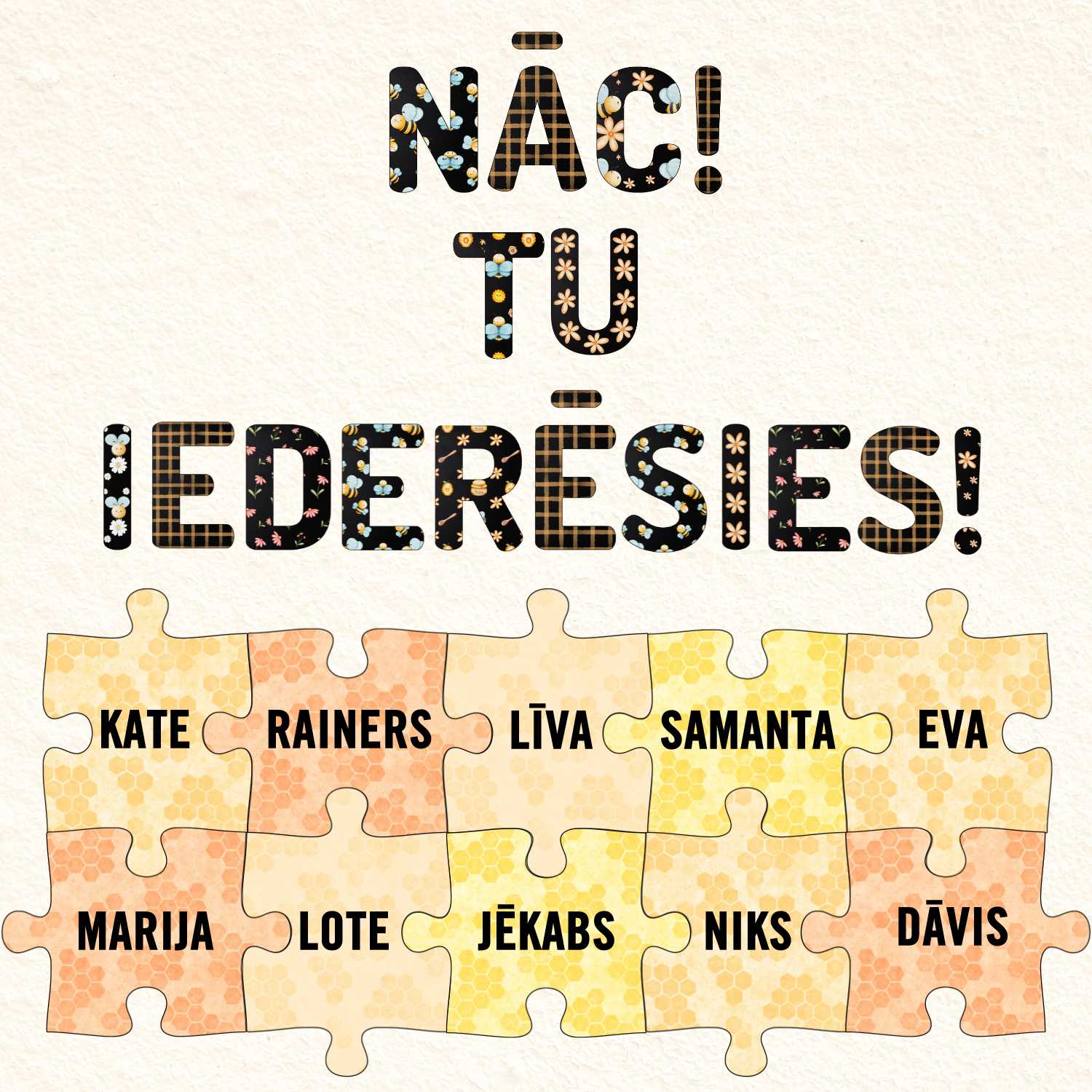 nāc tu iederēsies bitītes dekors baltaita