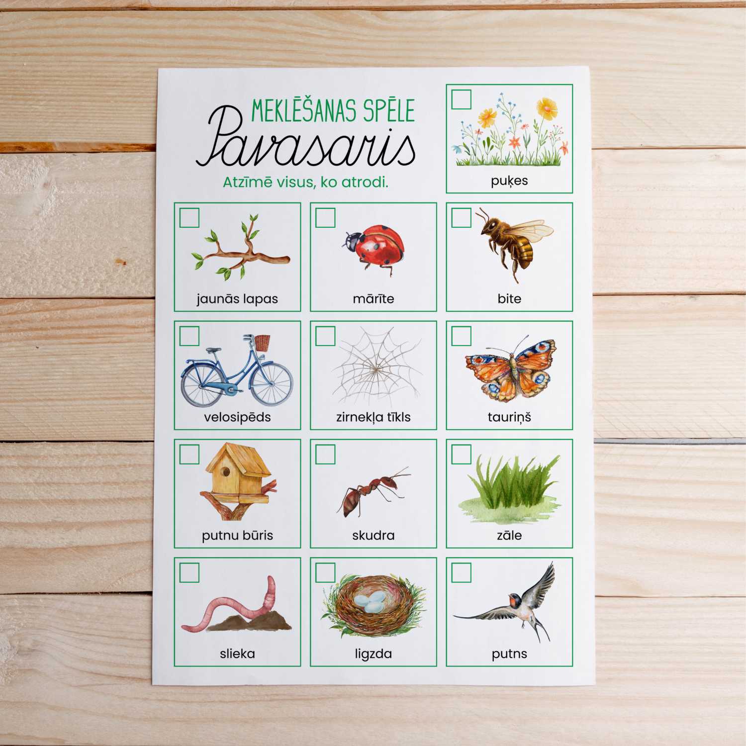 pavasaris meklēšanas spēle atrodi un atzīmē baltaita