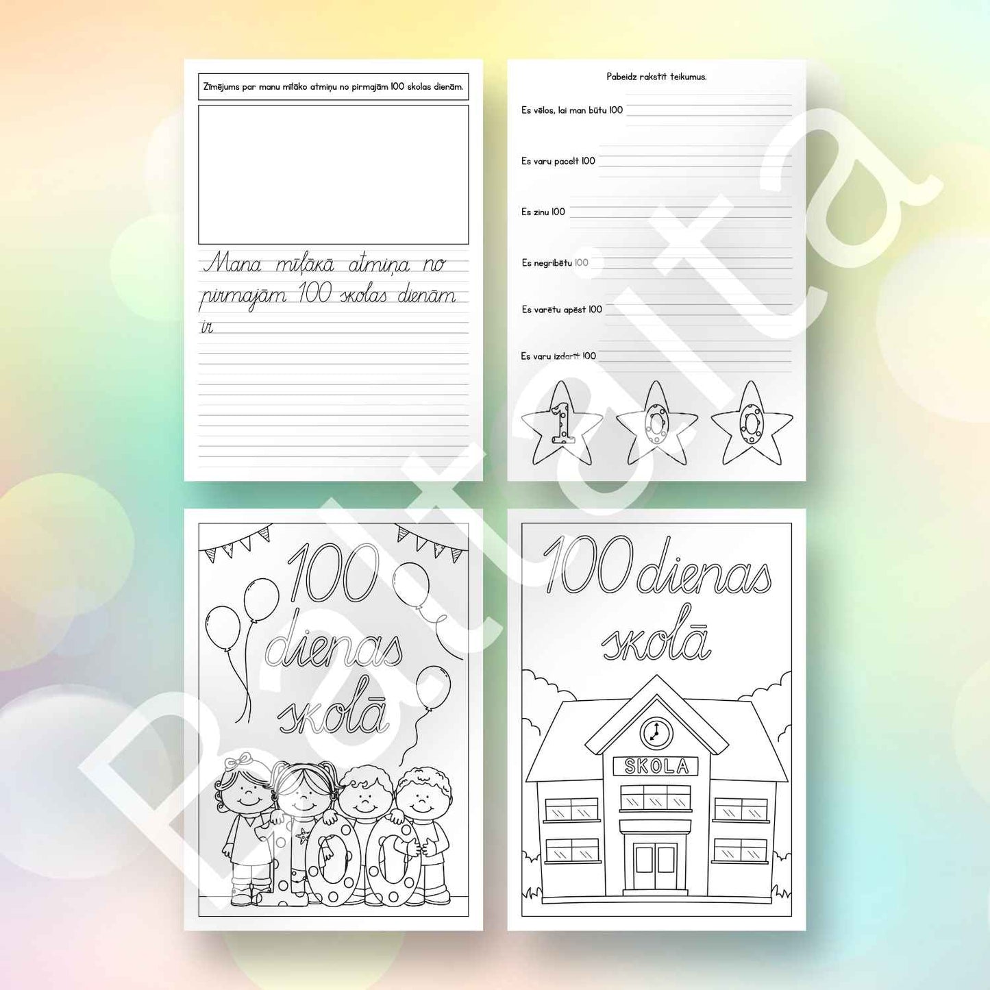 pirmās 100 dienas skolā baltaita darba lapas