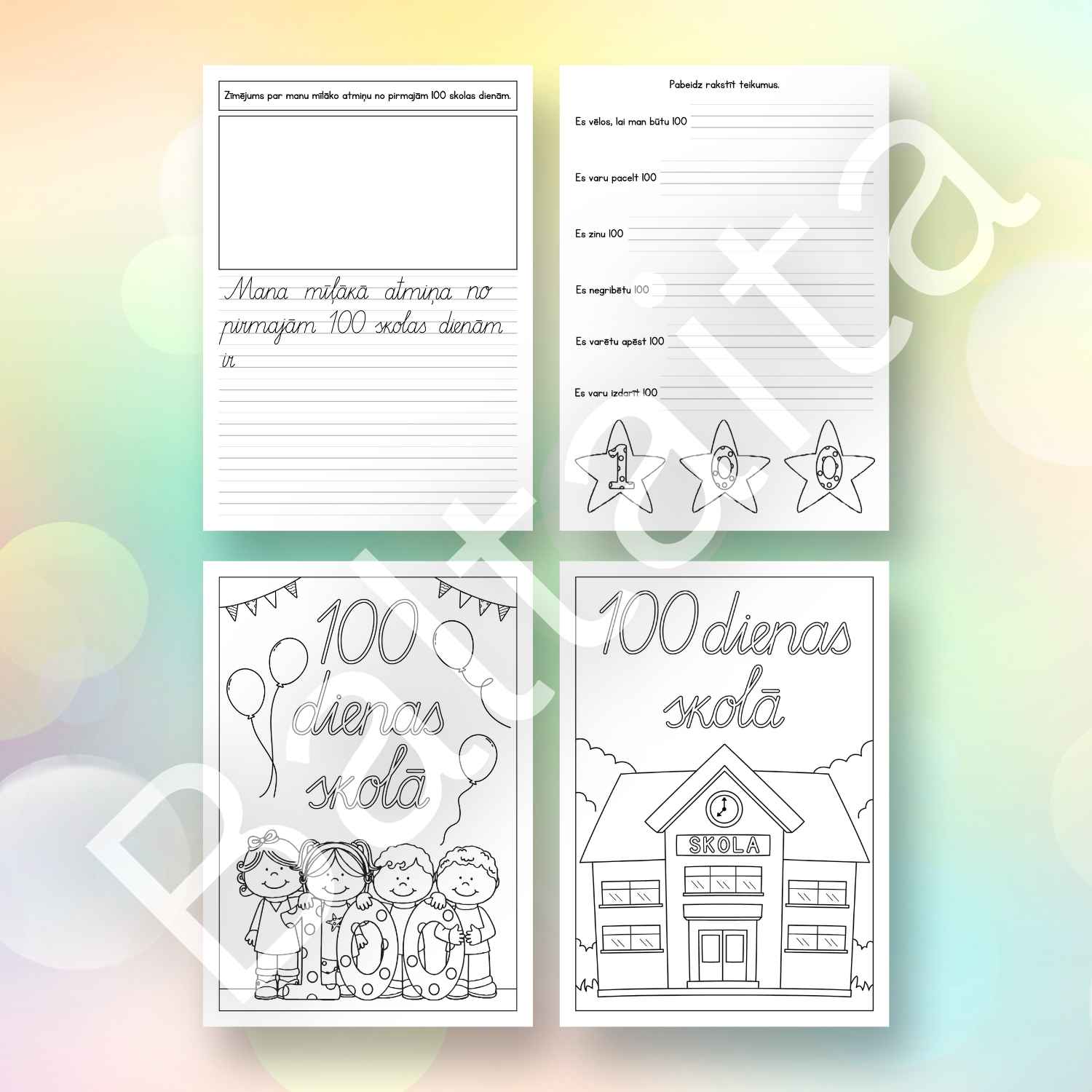 pirmās 100 dienas skolā baltaita darba lapas