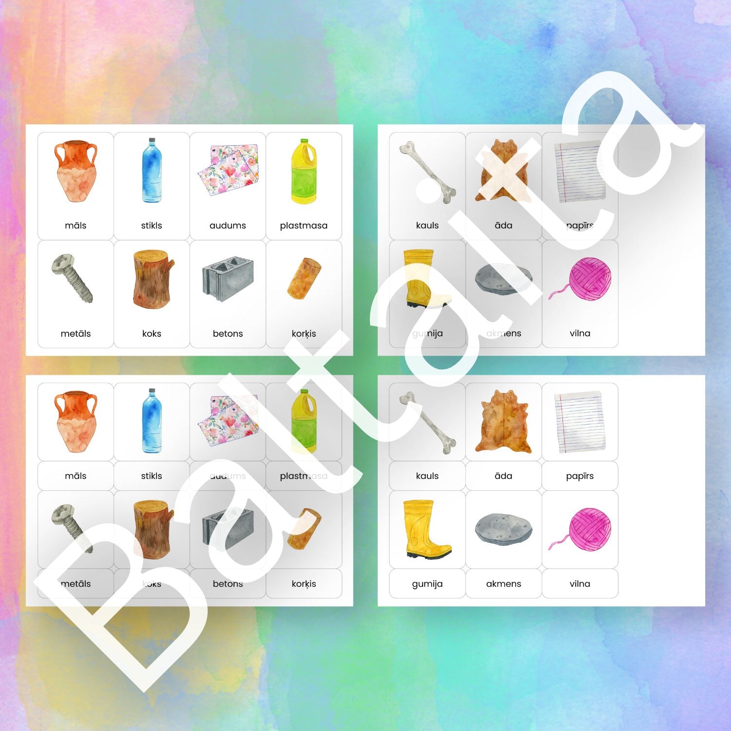 rādāmās kartītes ar materiāliem dažādi materiāli krāsaini attēli baltaita.lv