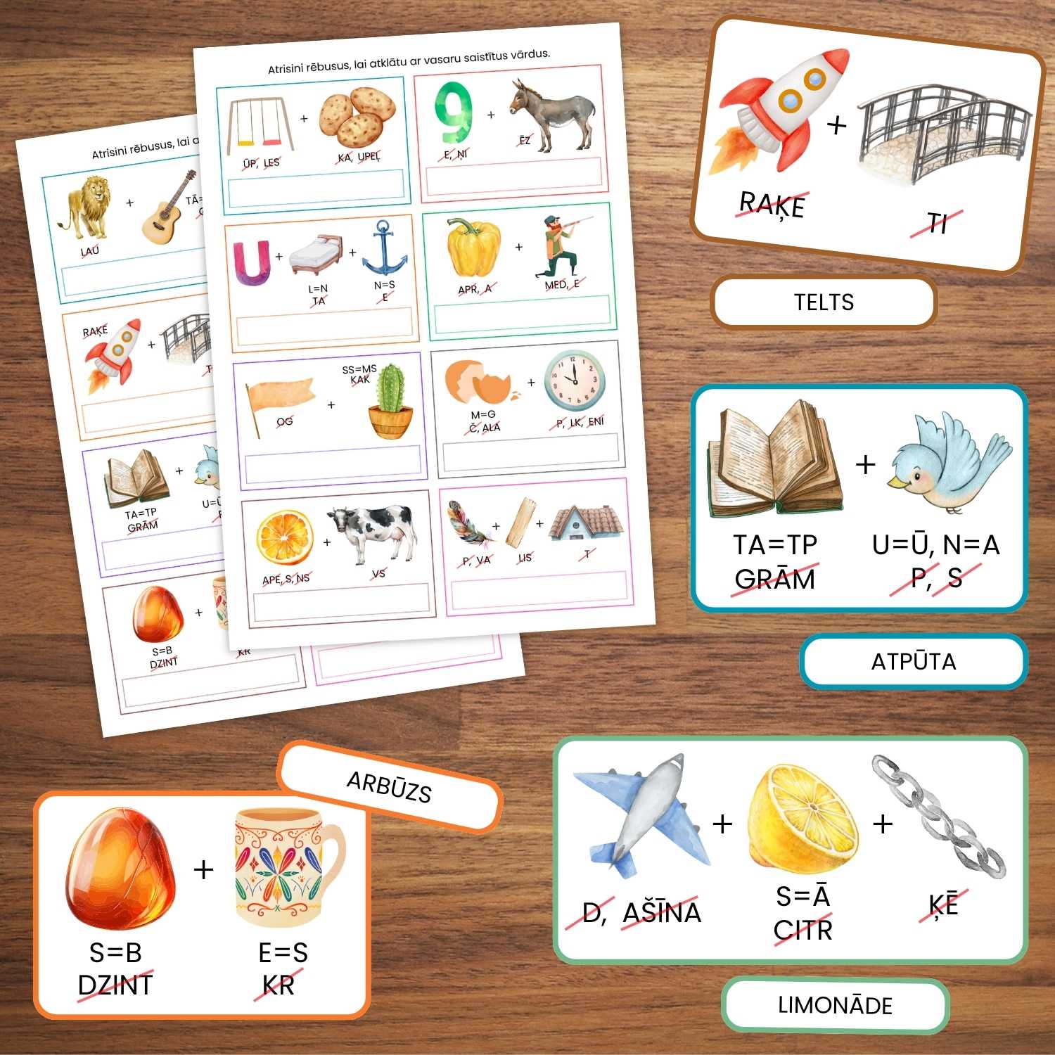 rēbusi vasara vārdu spēles vārdu atminēšanas uzdevumi