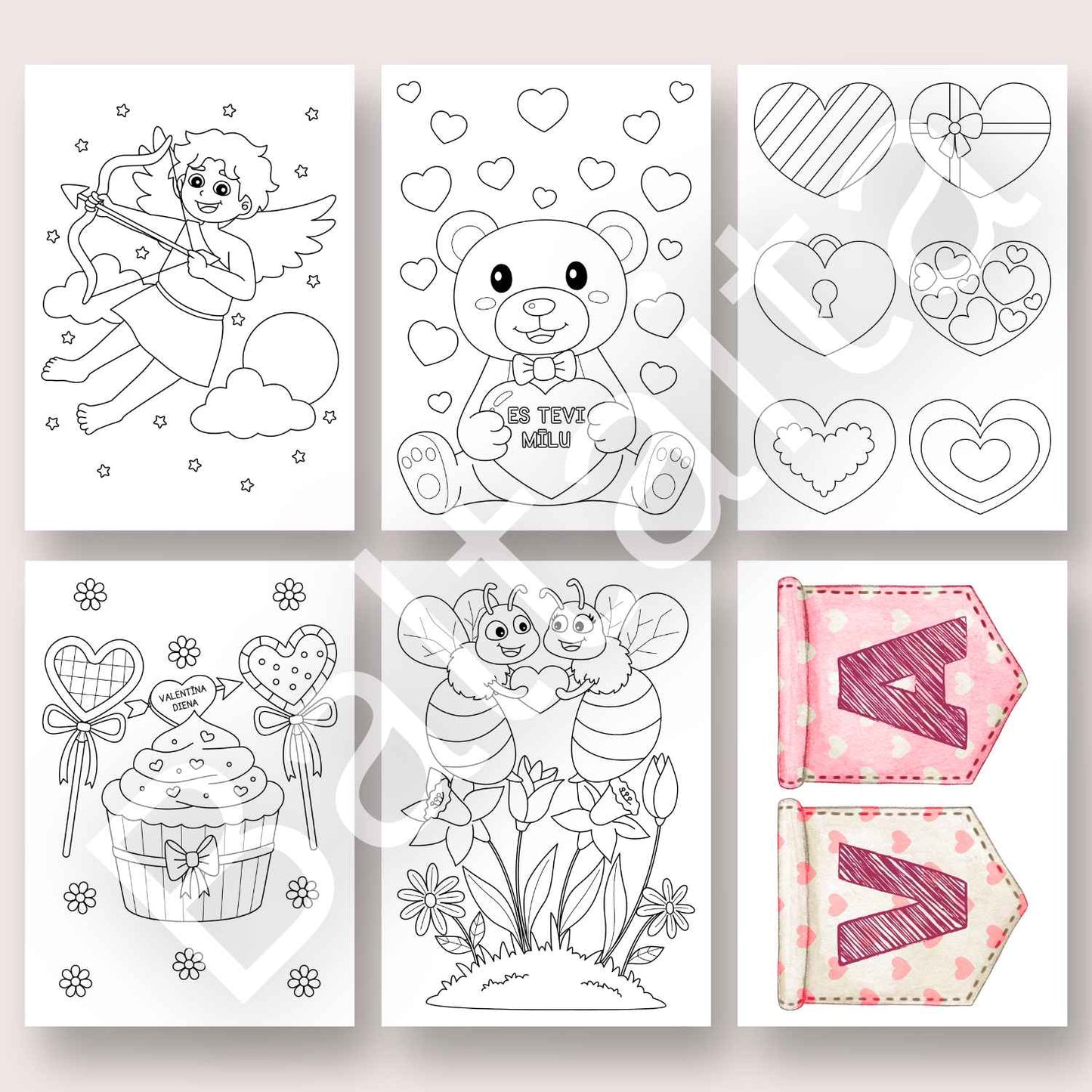valentīna dienas krāsojamās lapas darba lapas