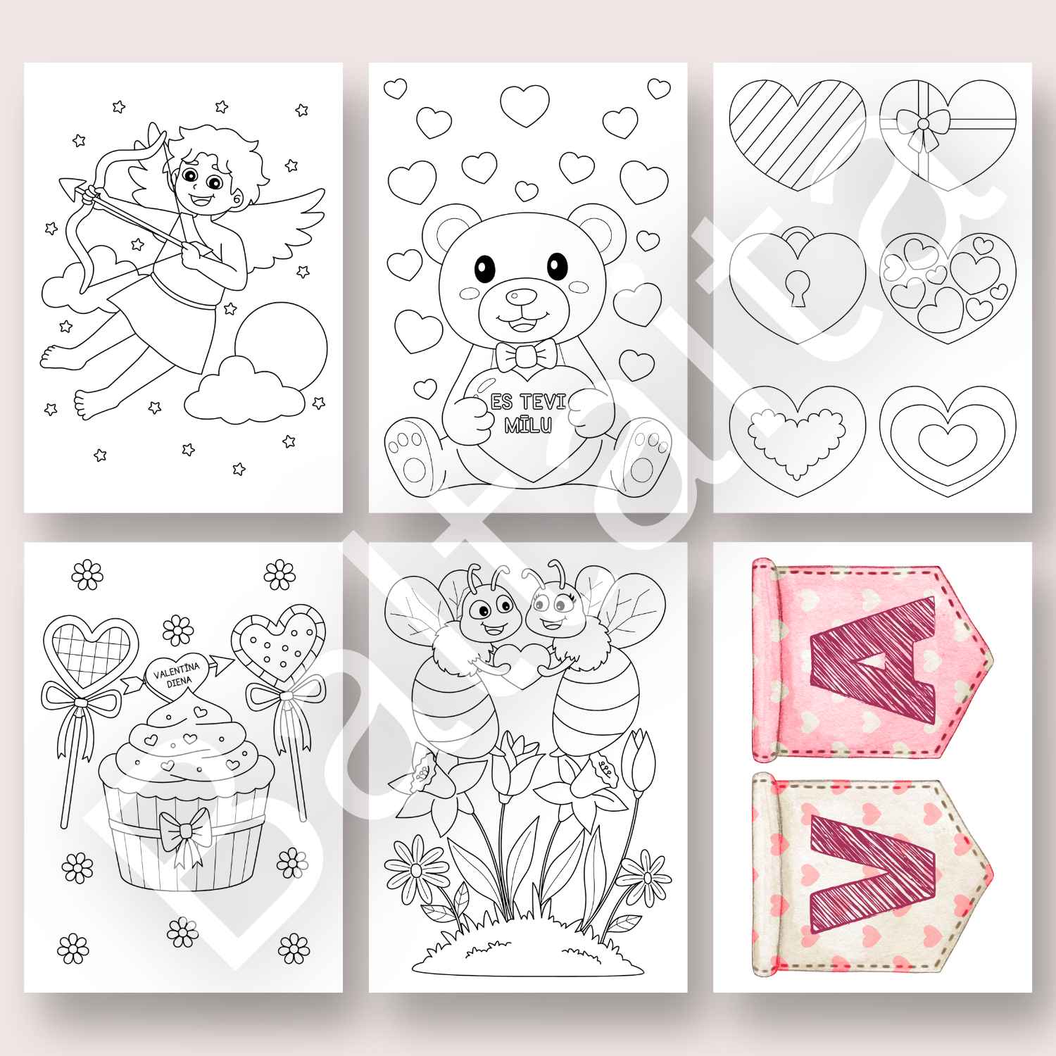 valentīna dienas krāsojamās lapas darba lapas