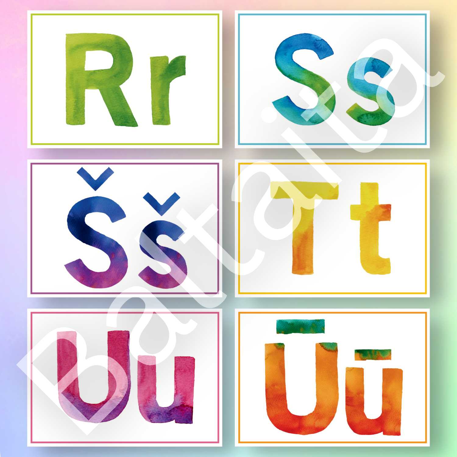 viss latviešu valodas alfabēts krāsaini plakāti