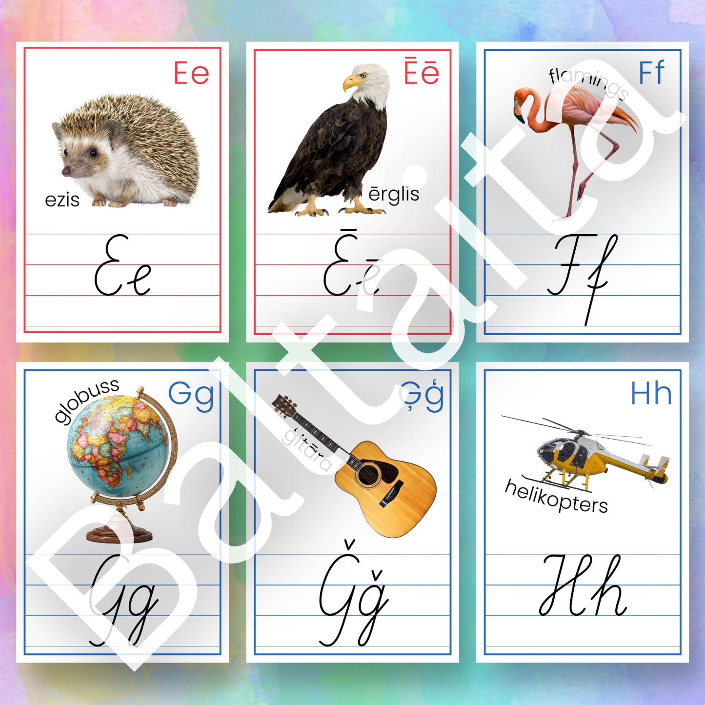 Alfabēta plakāti ar rakstītajiem latviešu valodas burtiem baltaita mācību plakāti par alfabētu