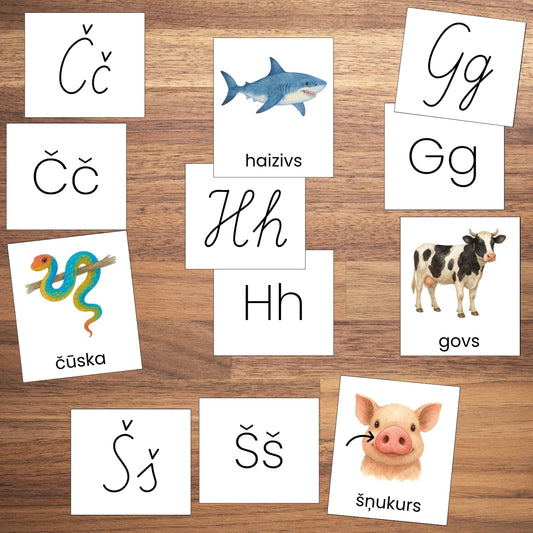 Alfabēta spēle - dzīvnieki kartītes spēlei meklēšanas skaidrošanas spēles baltaita