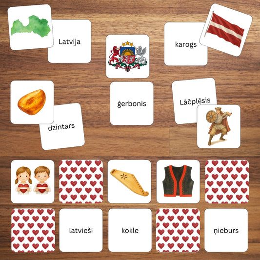 Atmiņas spēle - Latvijas simboli loģikas un atmiņas spēle Latvijas tematikā baltaita