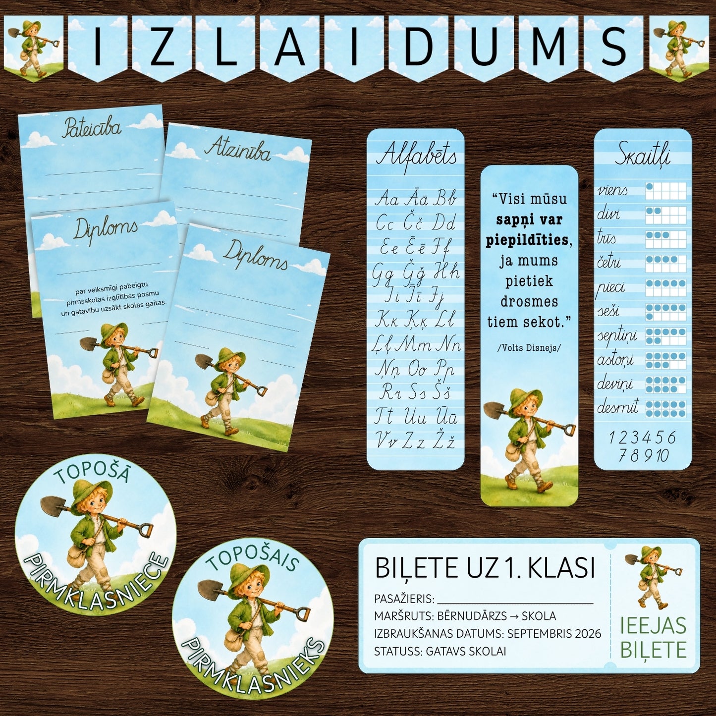 Bērnudārza absolventu komplekts - Sprīdītis tematisks noformējums pirmsskolas izlaidumā