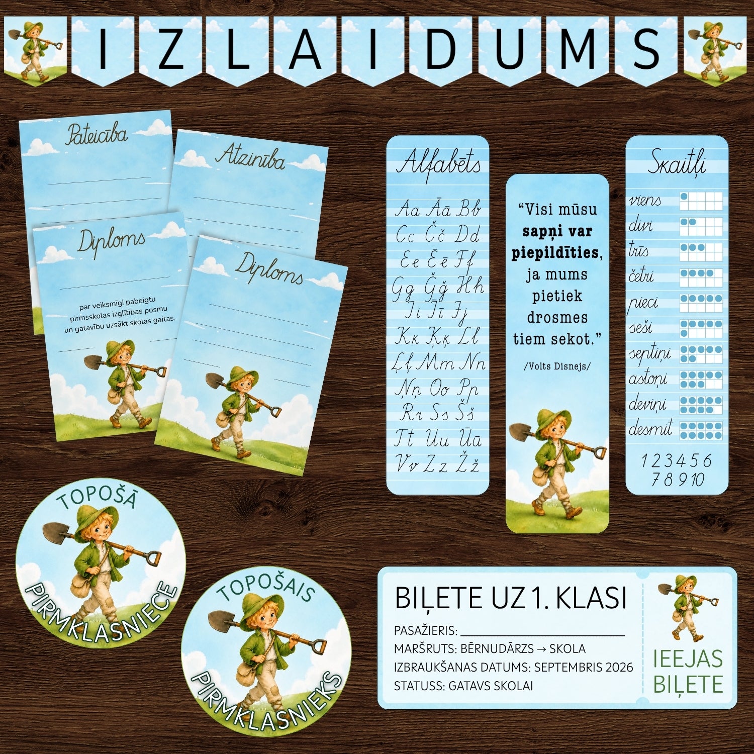 Bērnudārza absolventu komplekts - Sprīdītis tematisks noformējums pirmsskolas izlaidumā
