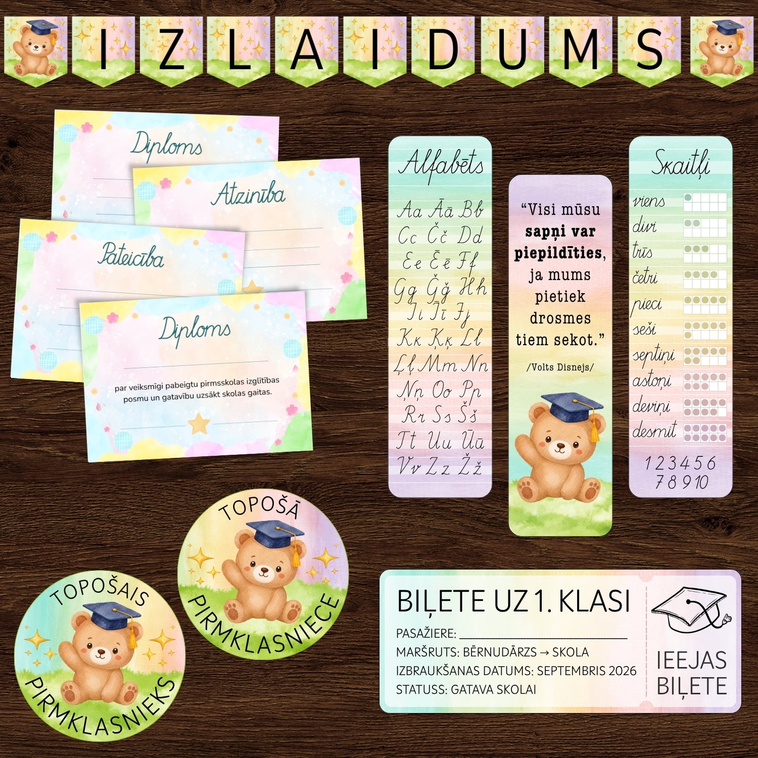 Bērnudārza absolventu komplekts baltaita mācību gada noslēgums beidzot bērnudārzu