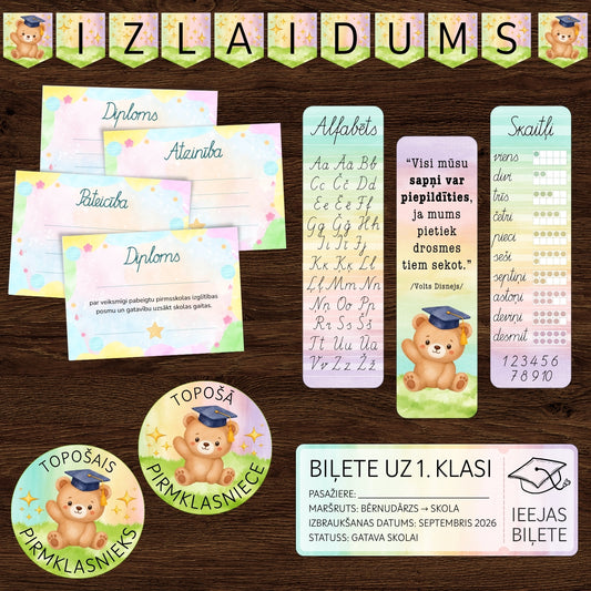 Bērnudārza absolventu komplekts baltaita mācību gada noslēgums beidzot bērnudārzu