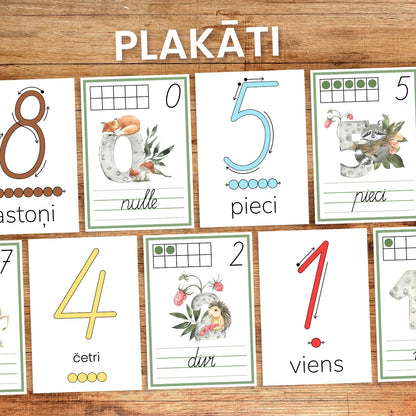 Ciparu darba lapas uzdevumi par cipariem un skaitļiem ciparu rakstīšana mācāmies ciparus baltaita plakāti par cipariem