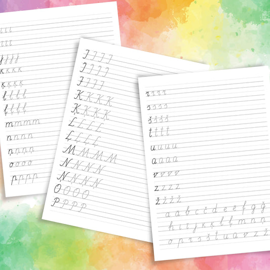 Darba lapas - rakstām burtus rakstīto burtu rakstīšanai Baltaita mācību materiāli