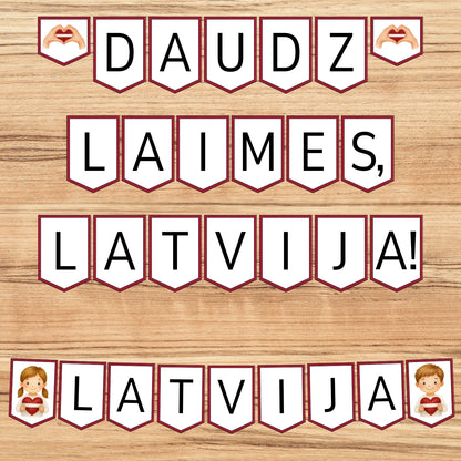 Daudz laimes Latvija karodziņi Baltaita Latvijas tematikā