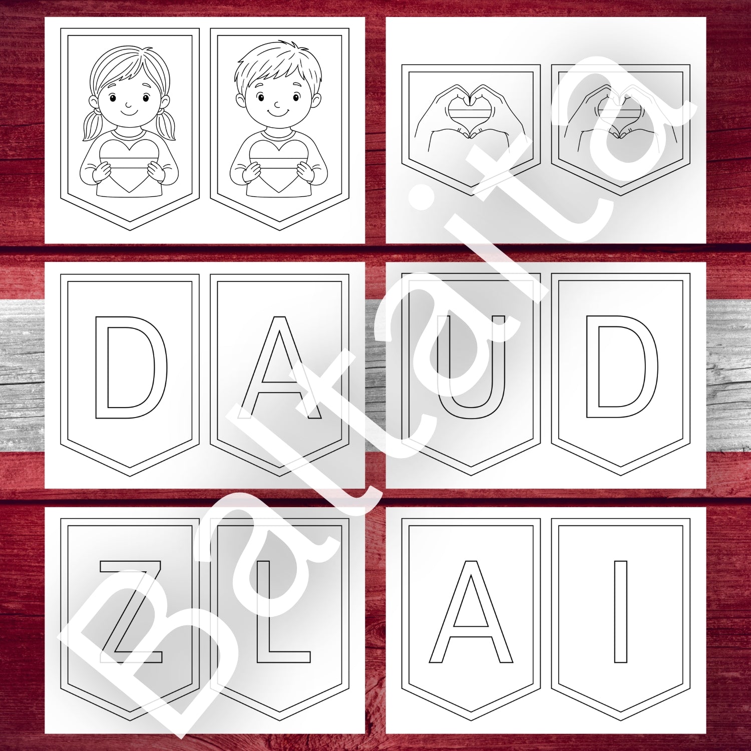 Daudz laimes Latvija krāsojami karodziņi Baltaita dekors pirmsskolai sākumskolai