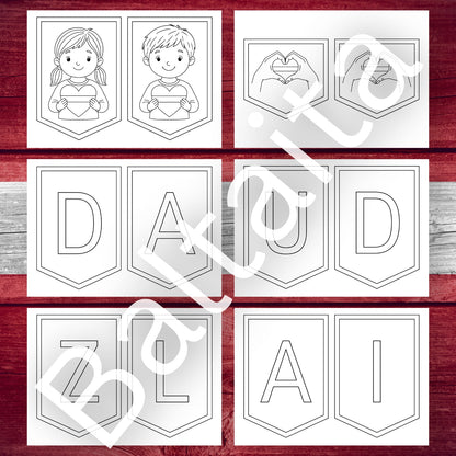 Daudz laimes Latvija krāsojami karodziņi Baltaita dekors pirmsskolai sākumskolai