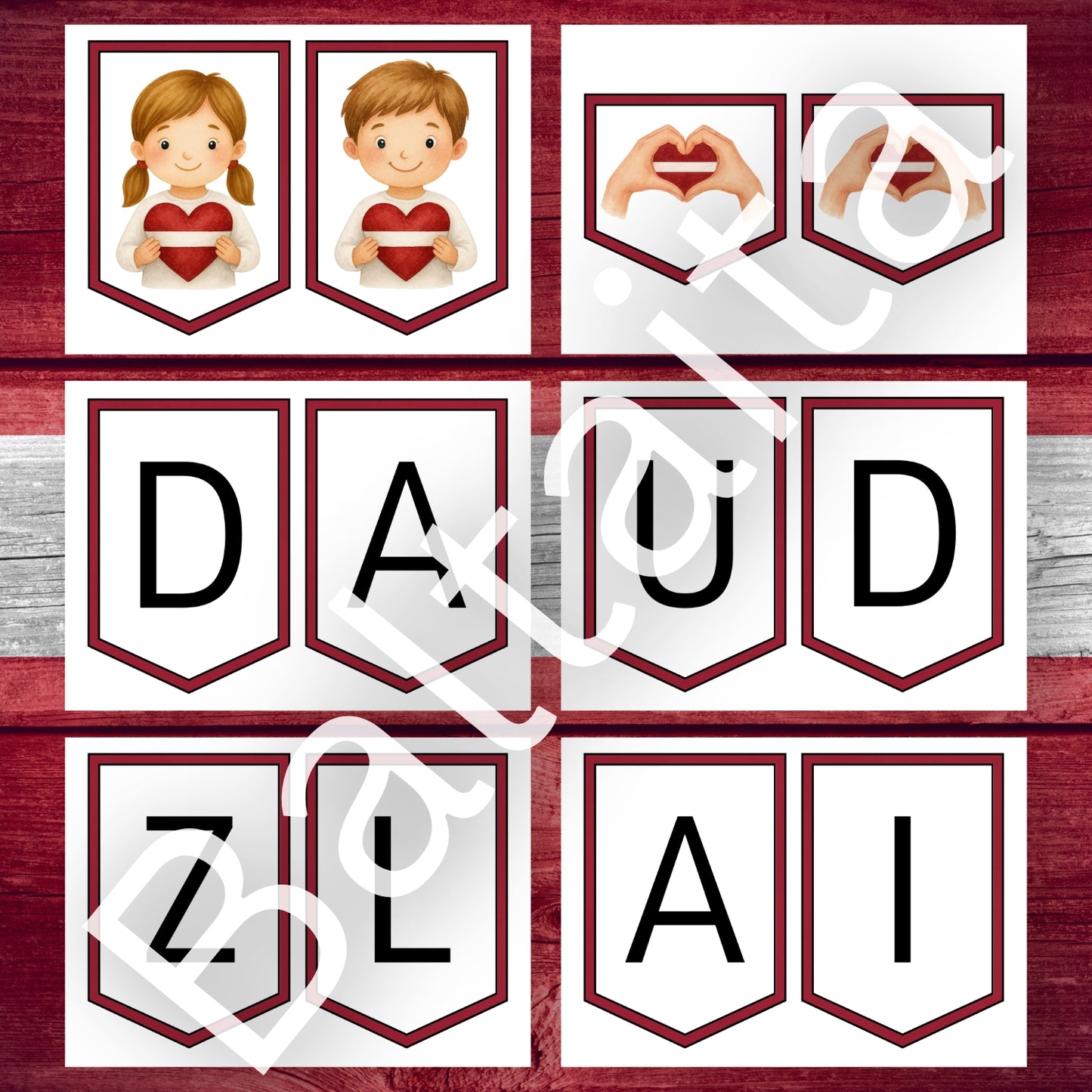 Daudz laimes, Latvija karodziņi Baltaita Latvijas tematika