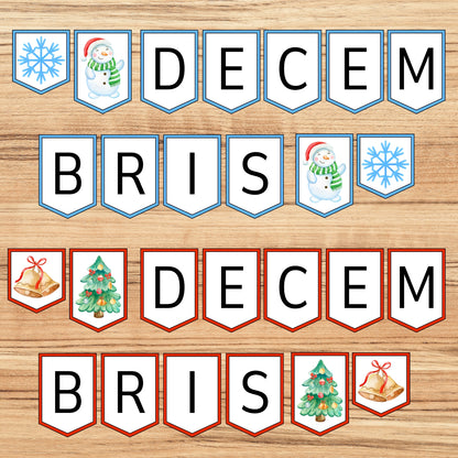 Decembris - karodziņi dekors pirmsskolai skolai decembra karodziņi Baltaita